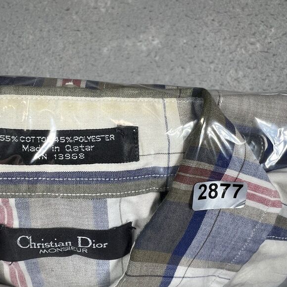 Vintage Christian Dior Monsieur Check Short Sleeve Button Up Shirt Men’s Medium - Picture 13 of 13